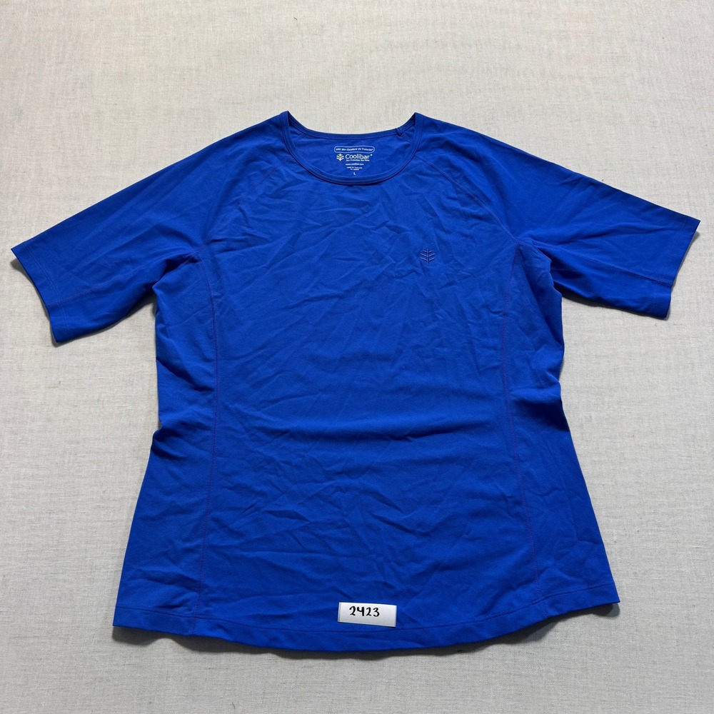 Coolibar Sun Protection Short Sleeve Tee Mens Sz L Blue